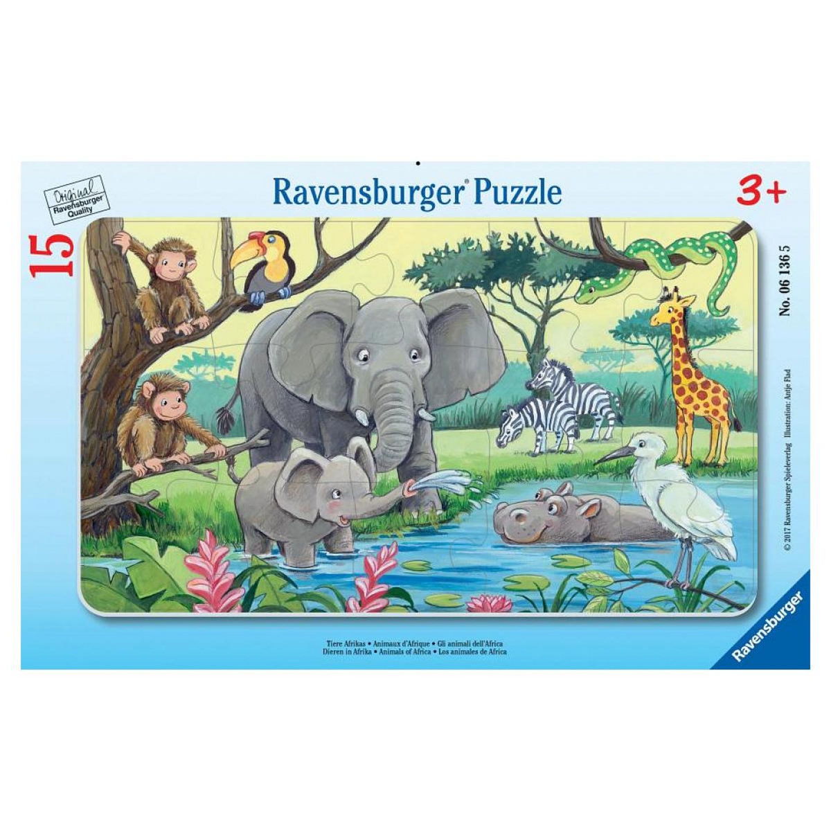 RAVENSBURGER Animaux d'afrique Puzzle cadre 15 p  -