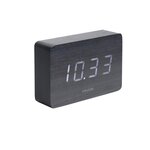 Karlsson Horloge réveil en bois Square - H. 10 cm. Coloris disponibles : Noir