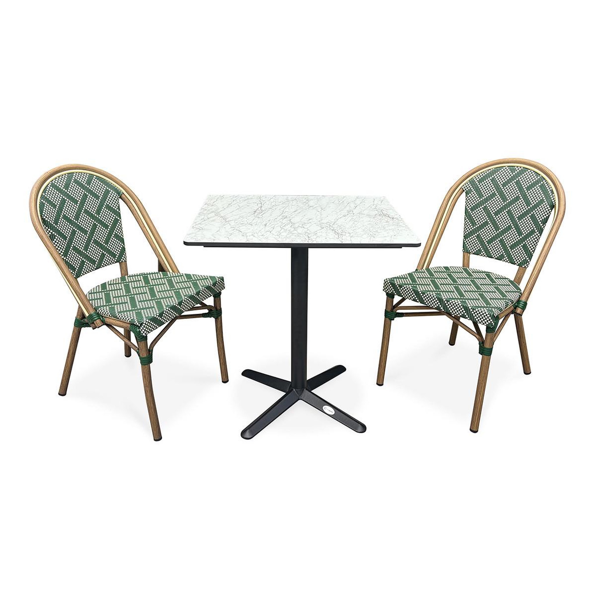 Paris Prix Ensemble Table de Jardin & 2 Chaises  Bistro  70cm Vert