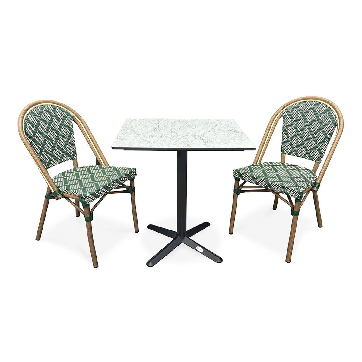 Paris Prix Ensemble Table de Jardin & 2 Chaises  Bistro  70cm Vert