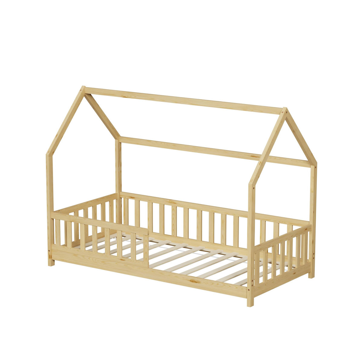MINEA MINEA | Lit cabane avec barrière TCHOUPI 90x190 cm (matelas non inclus)