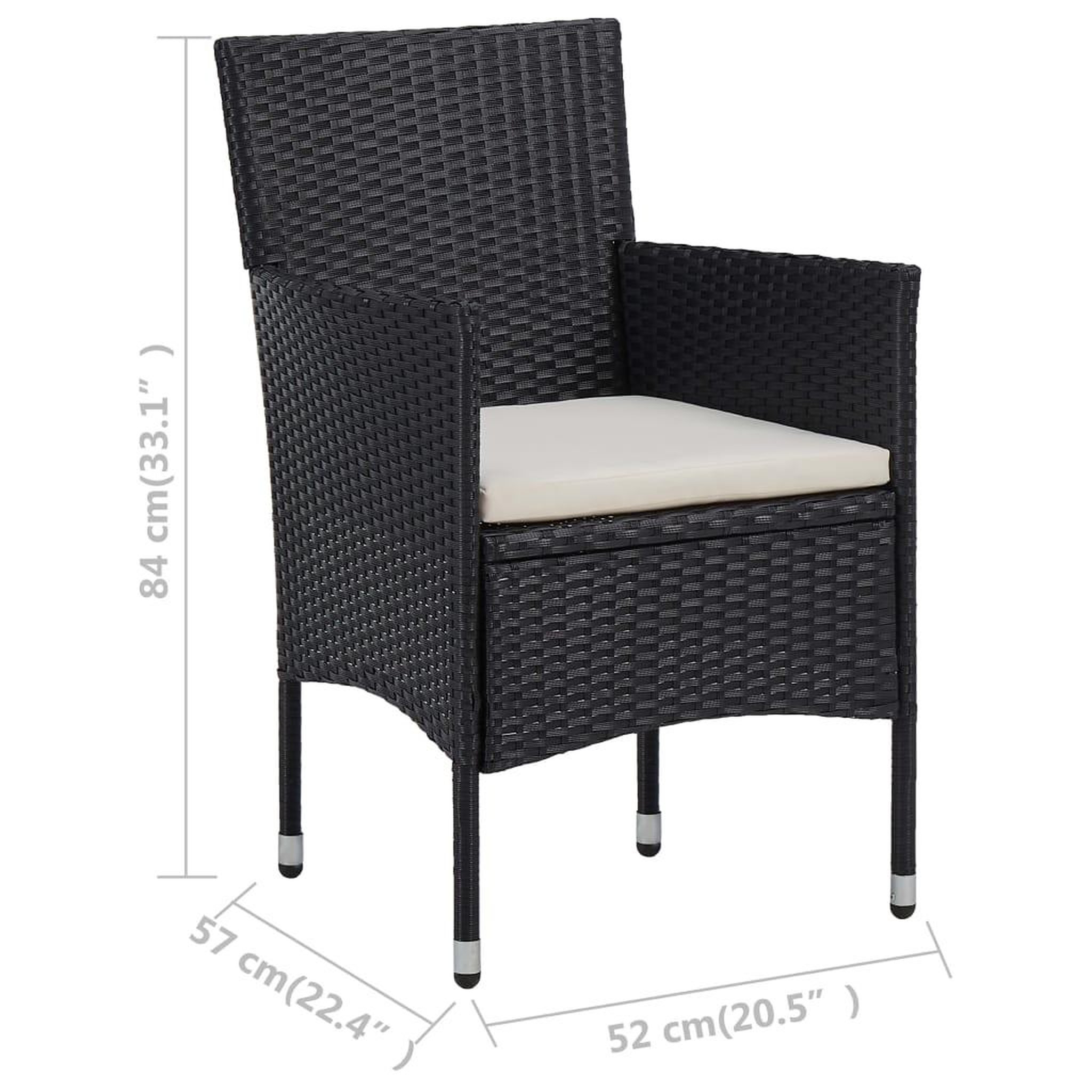 Voir la diapositive 6 : VIDAXL Ensemble de bistro 3 pcs Resine tressee et verre trempe Noir
