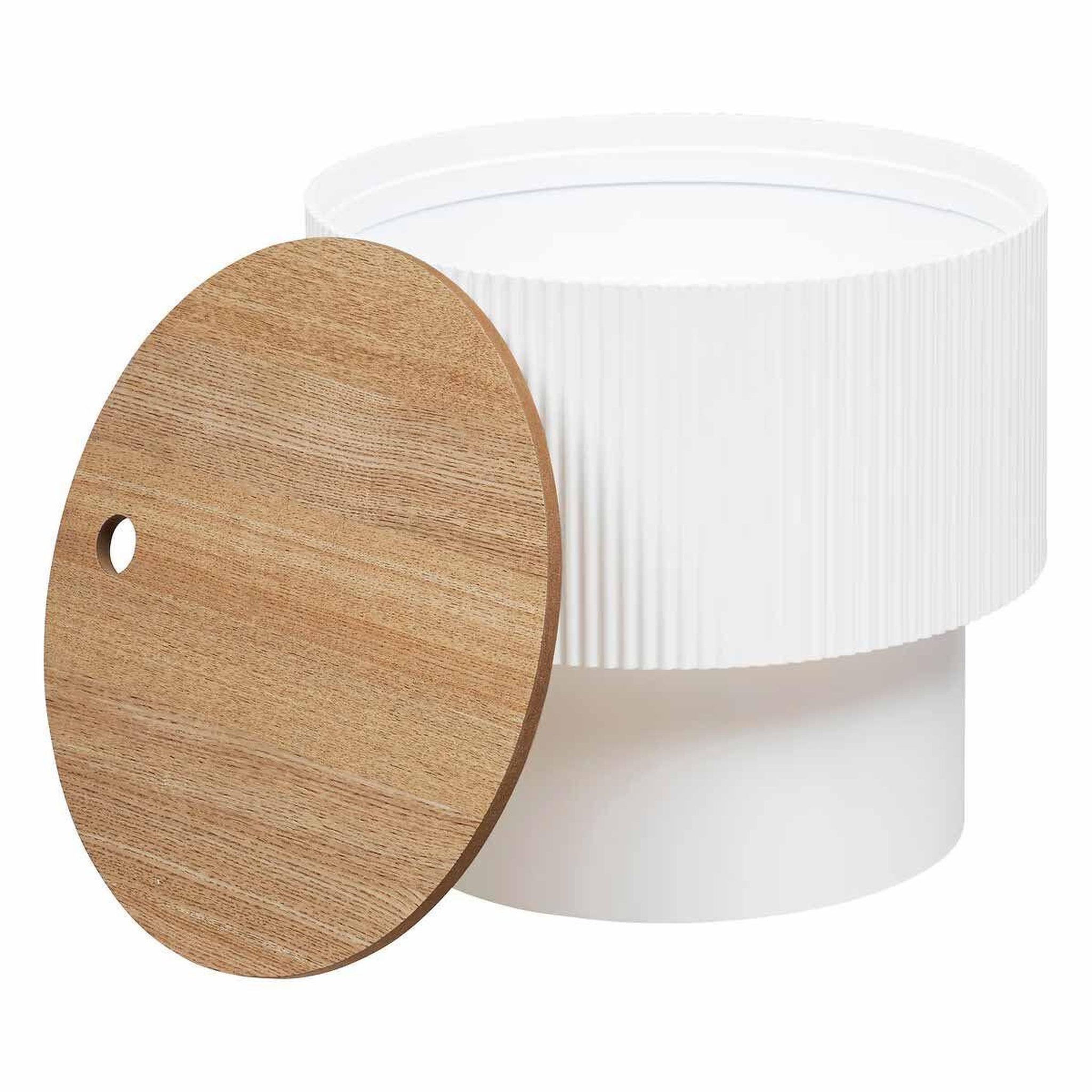 Voir la diapositive 2 : ATMOSPHERA Table d'appoint avec coffre  enola  38cm blanc