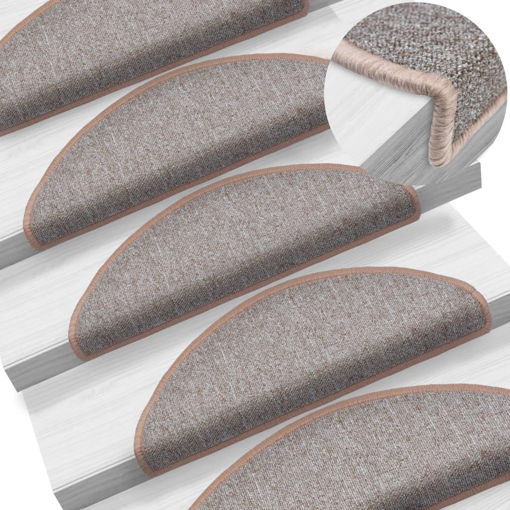 Voir la diapositive 1 : VIDAXL Tapis d'escalier 10 pcs 65x24x4 cm Marron clair