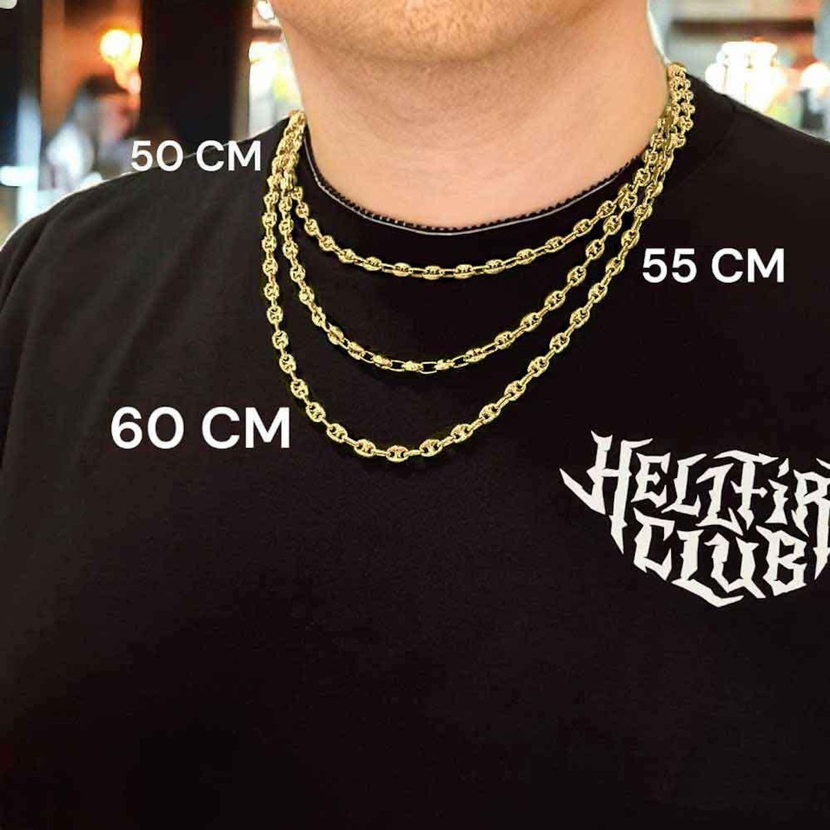 L'ATELIER D'AZUR Collier  Or Jaune Grain de Café - Homme ou Femme - 50cm
