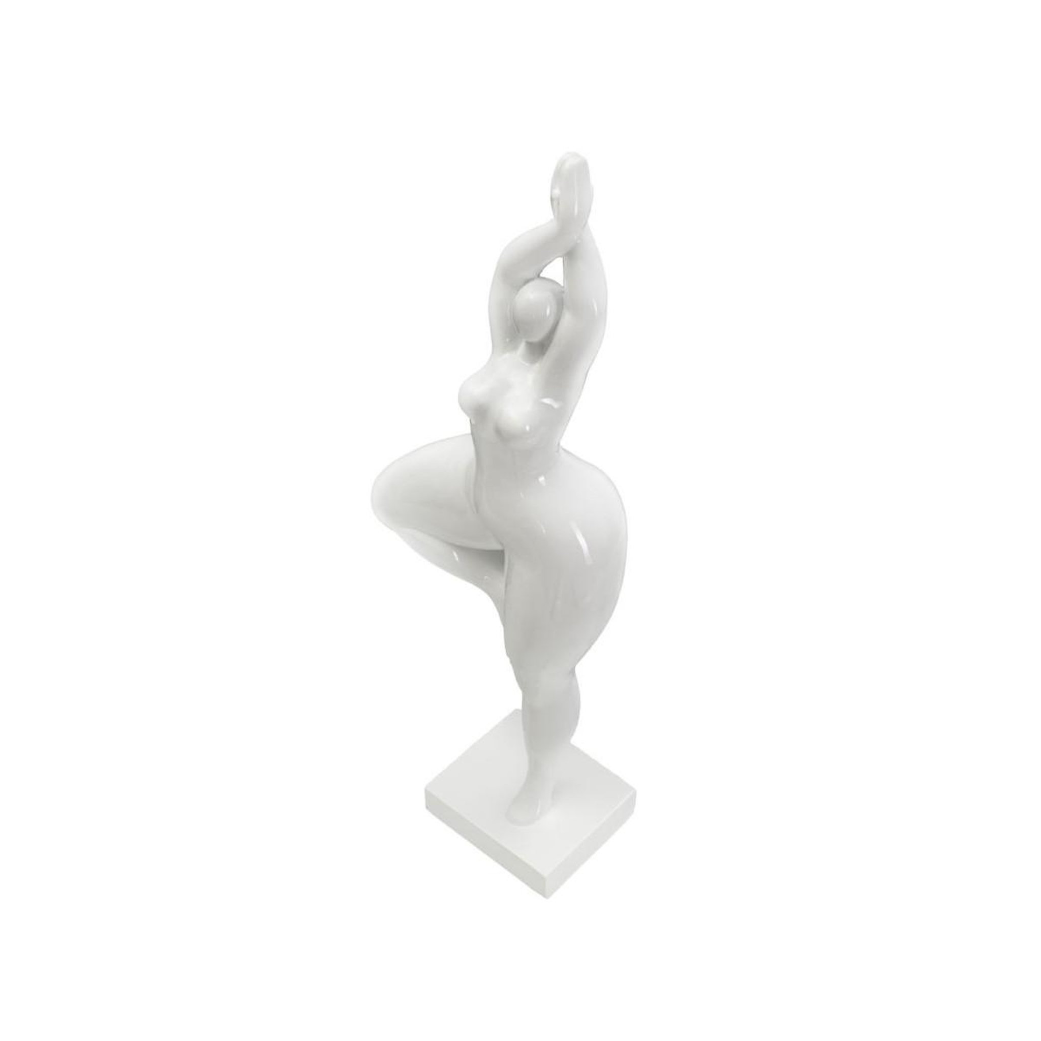 Voir la diapositive 5 : Paris Prix Statuette femme debout en résine  yoga  45cm blanc
