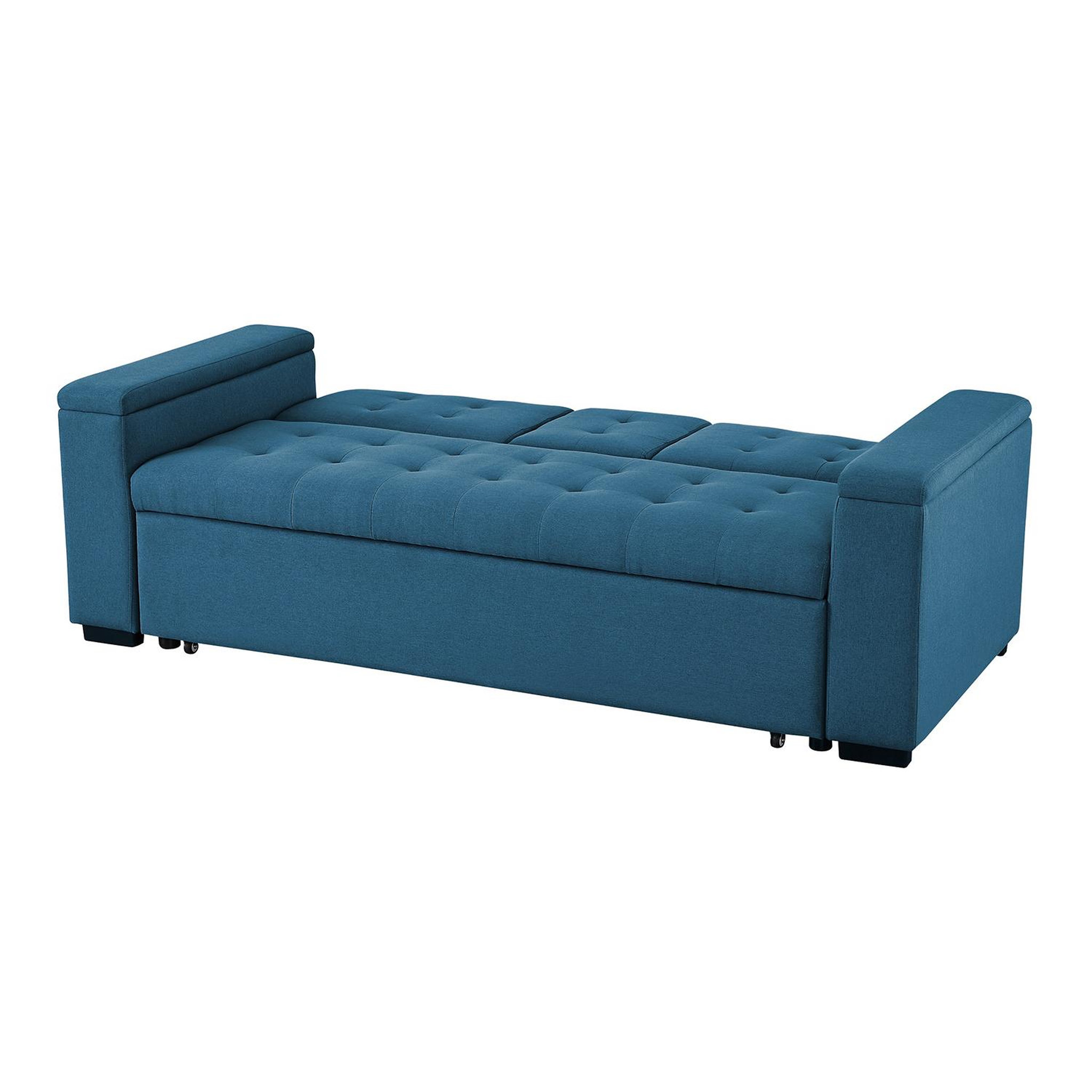 Voir la diapositive 4 : CONCEPT USINE Canapé convertible 3 places en tissu bleu pétrole noho