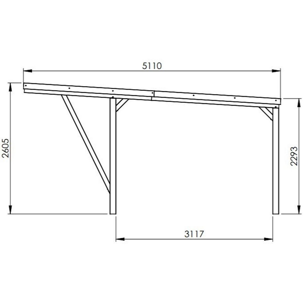 Forest Style Carport toit plat - Bois traité autoclave - 16,5 m² - VICTOR MODERN