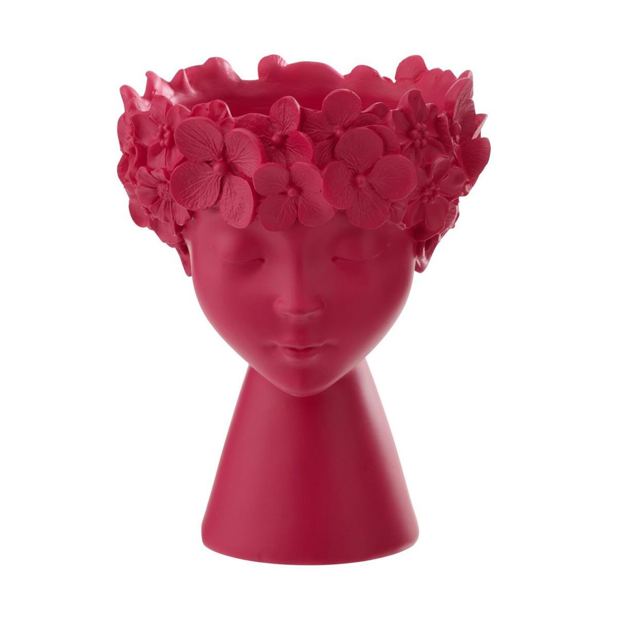 J-LINE Cache-pot tête fleurie  flore  24cm fuchsia