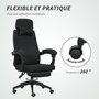 Voir la diapositive 6 : VINSETTO Fauteuil de bureau manager grand confort dossier réglable repose-pied coussin lombaire roulettes 360° lin 62L x 68P x 127H cm noir