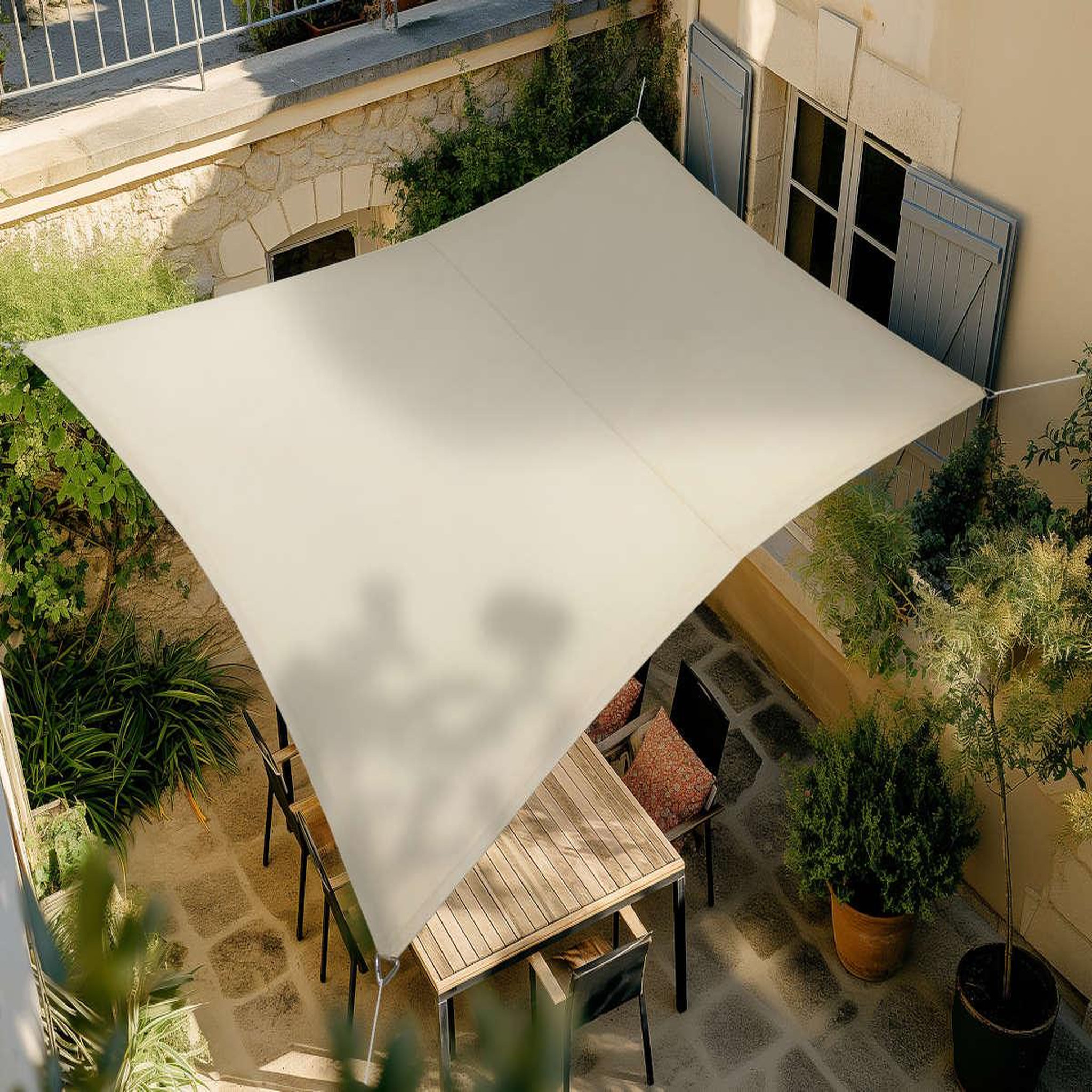 Voir la diapositive 2 : Jardiline Voile d'ombrage rectangulaire rivage grège - 3 x 2 m - qualité premium jardiline