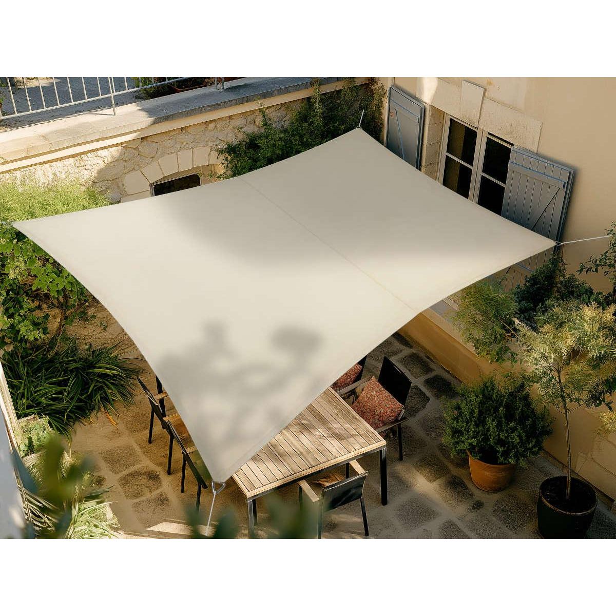 Jardiline Voile d'ombrage rectangulaire RIVAGE Grège - 3 x 2 m - Qualité Premium Jardiline