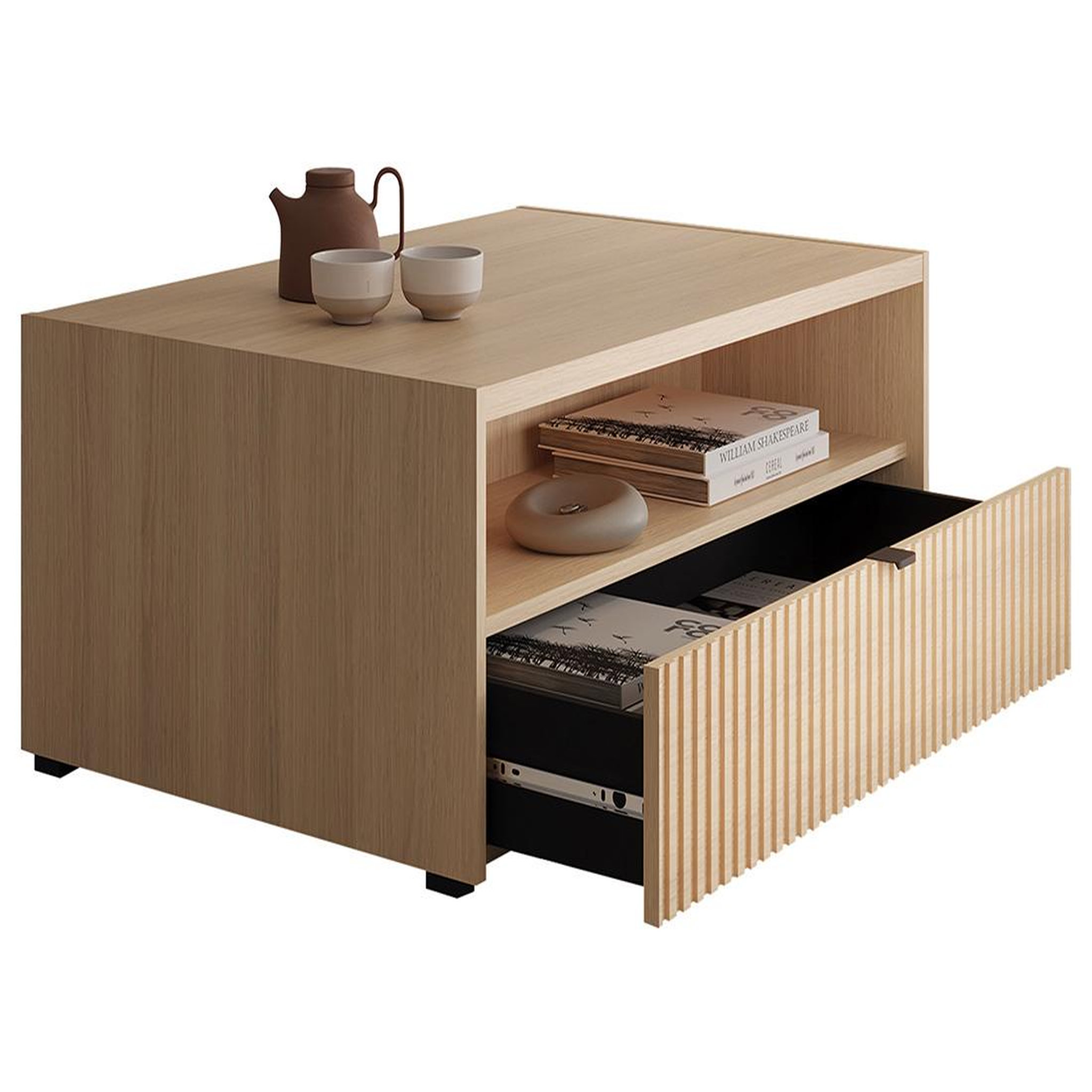 Voir la diapositive 6 : BEST MOBILIER Judy - table basse 100 cm - effet bois - 1 tiroir et 1 niche