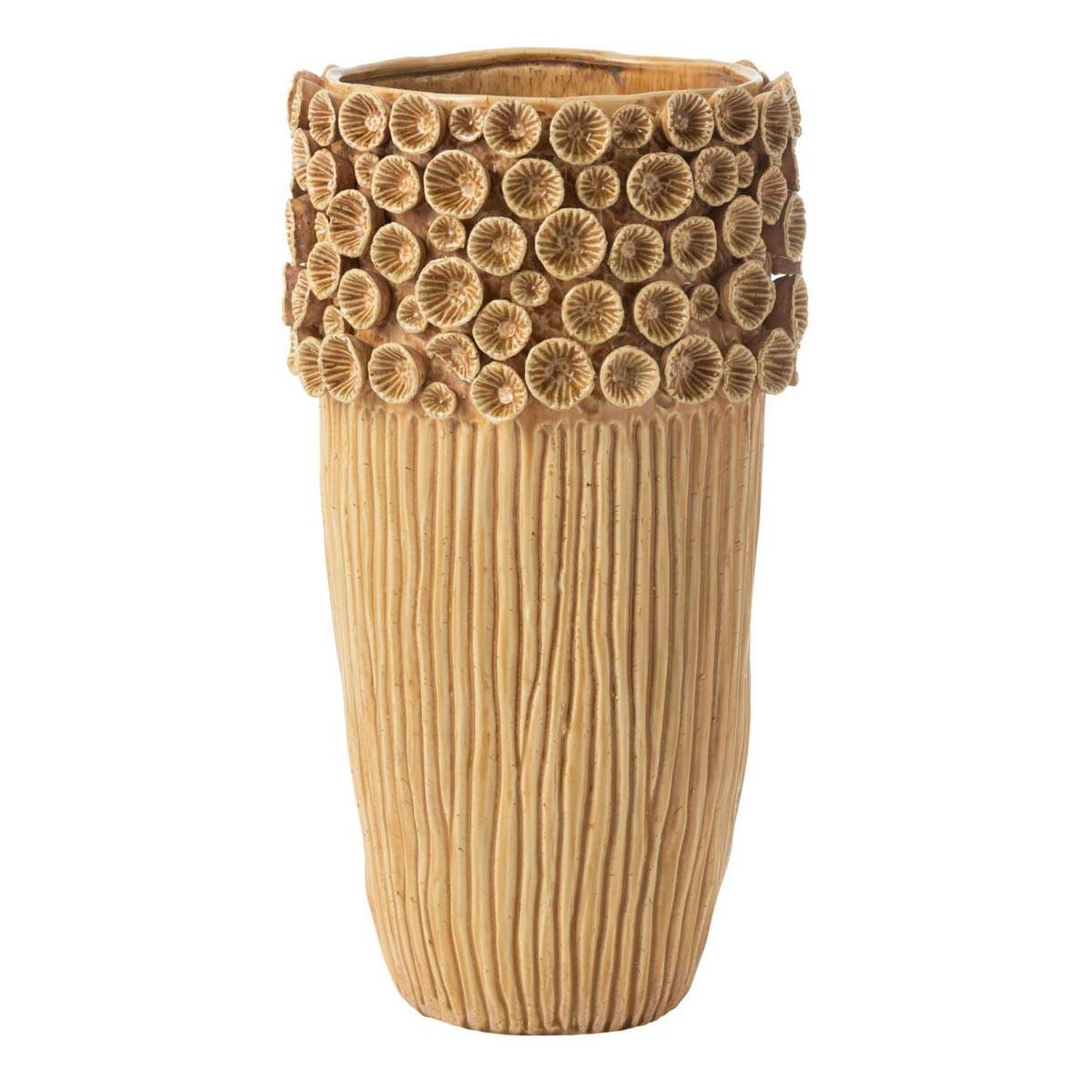 J-LINE Vase corail en argile  isidro  56cm ocre