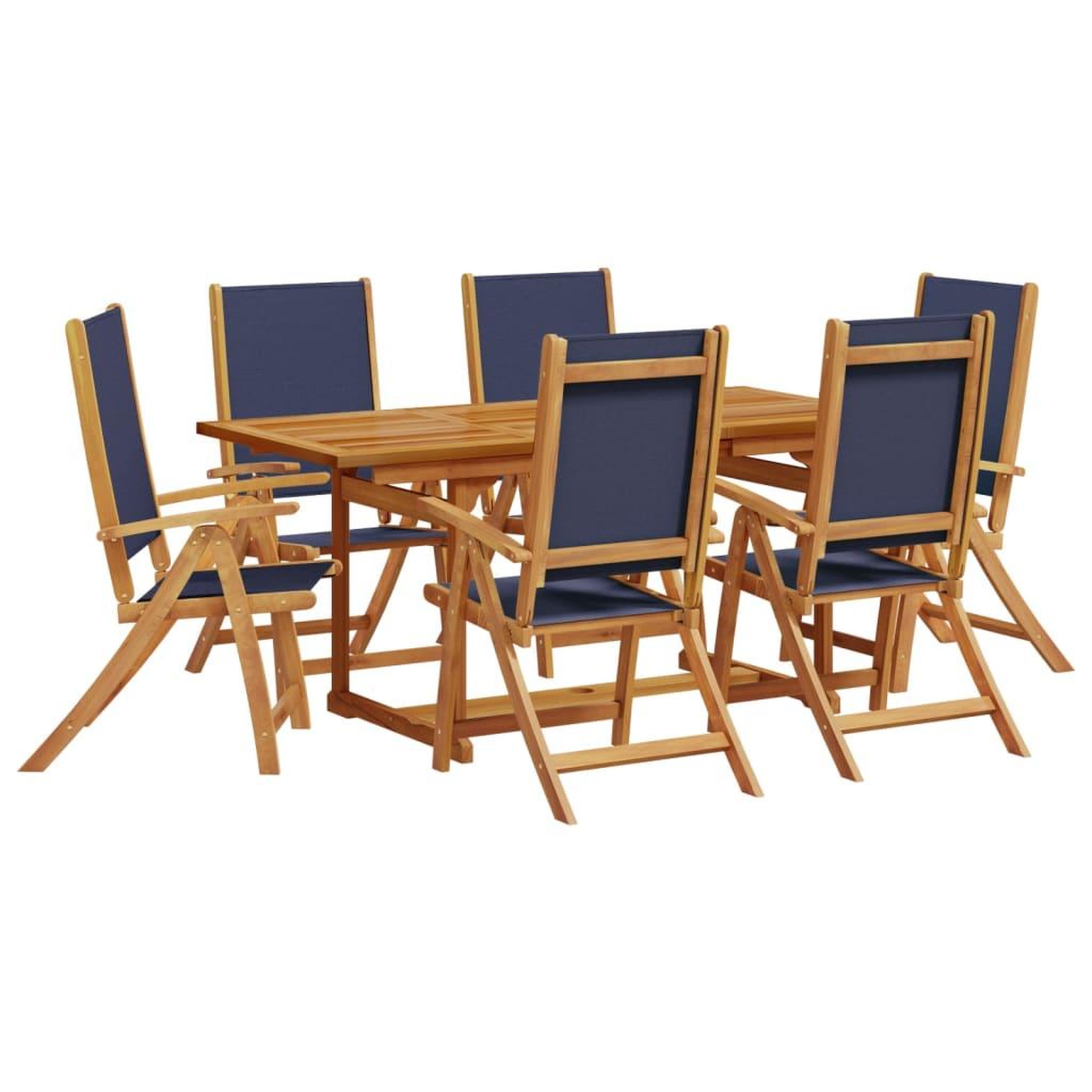 Voir la diapositive 2 : VIDAXL Ensemble a Manger de jardin 7pcs bois d'acacia solide textilene