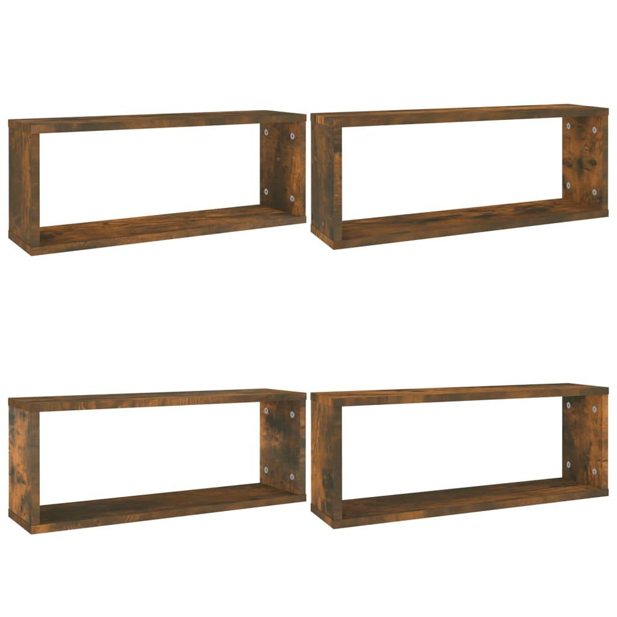 Voir la diapositive 2 : VIDAXL Etageres murales cube 4 pcs Chene fume 60x15x23 cm Bois