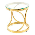 Paris Prix Table d'Appoint Design  Weyda  42cm Transparent & Or