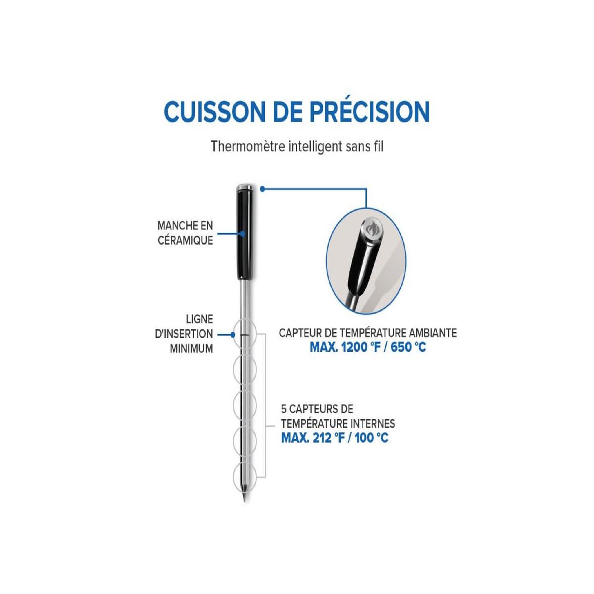 Voir la diapositive 3 : NAPOLEON Thermomètre wifi et bluetooth accu-probe - napoléon