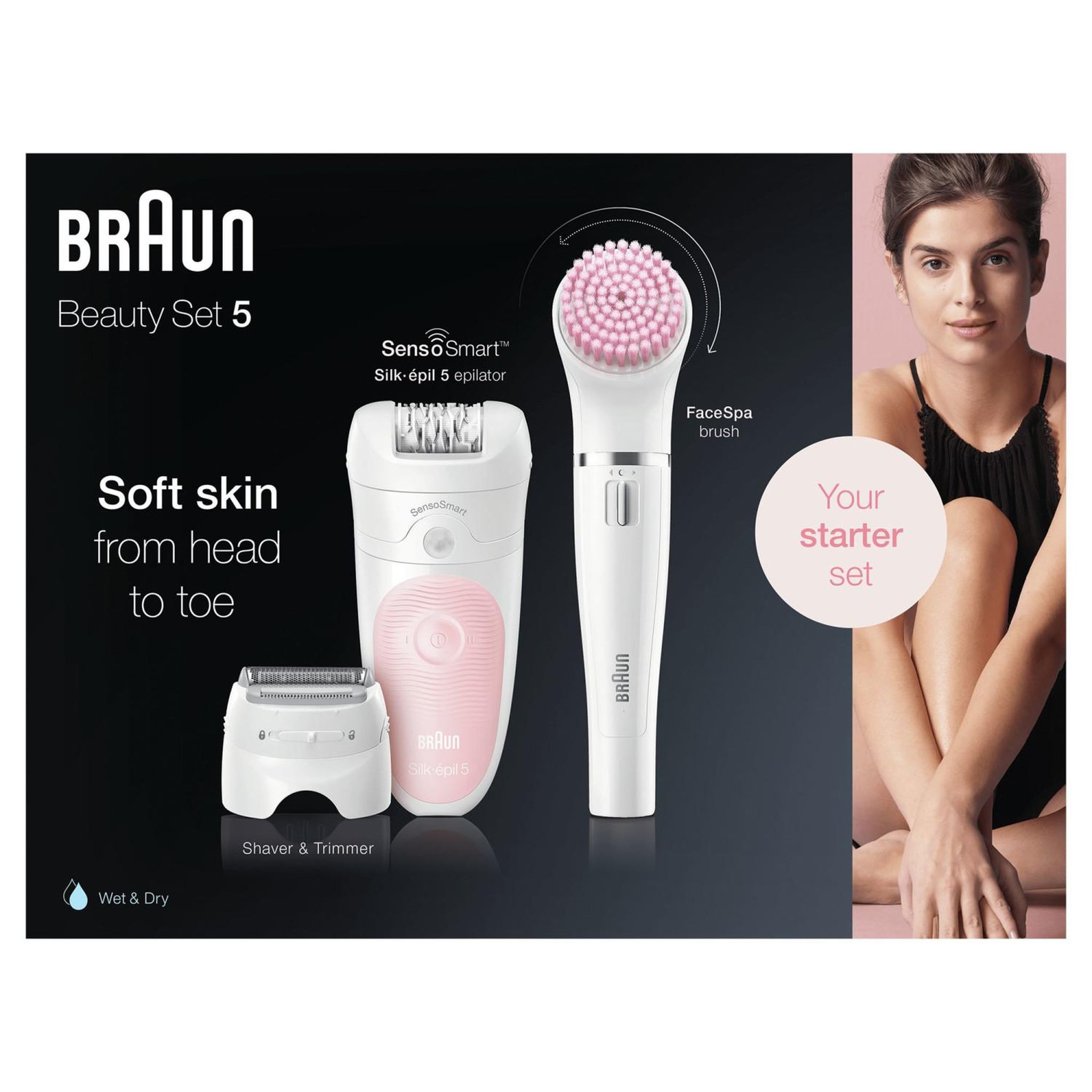 BRAUN Braun Silk-épil 5 Wet&Dry 81683690 épilateur Blanc, Rose 28 pince(s)