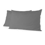 HOME LINGE PASSION Lot de 2 taies d'oreiller - HOME LINGE PASSION - 50 x 70 cm - Gris anthracite