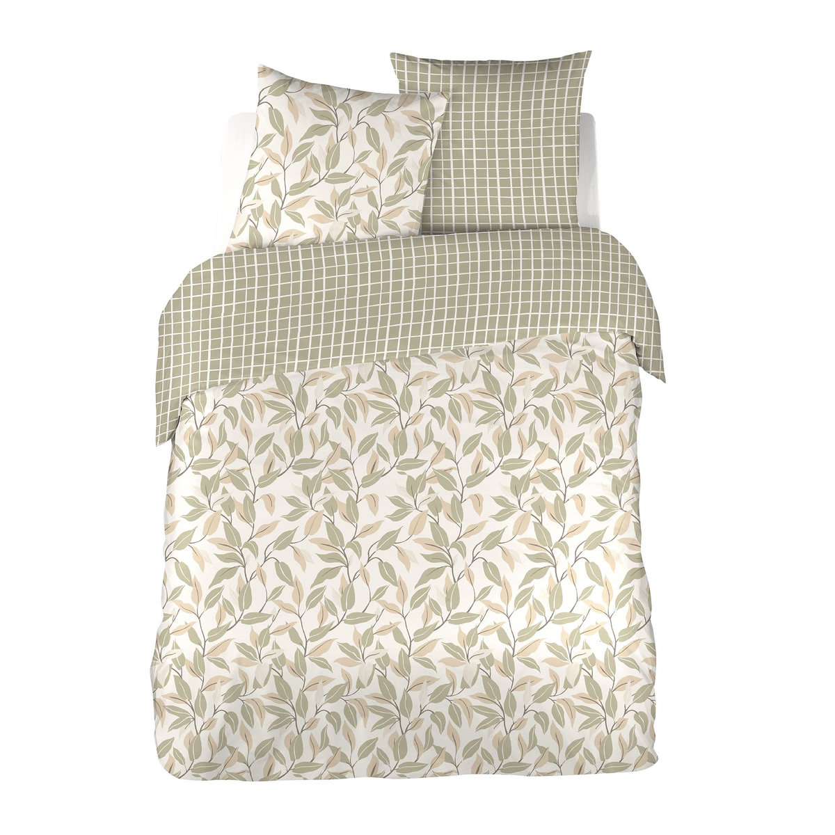 Parure housse de couette en coton motif feuillage WIM