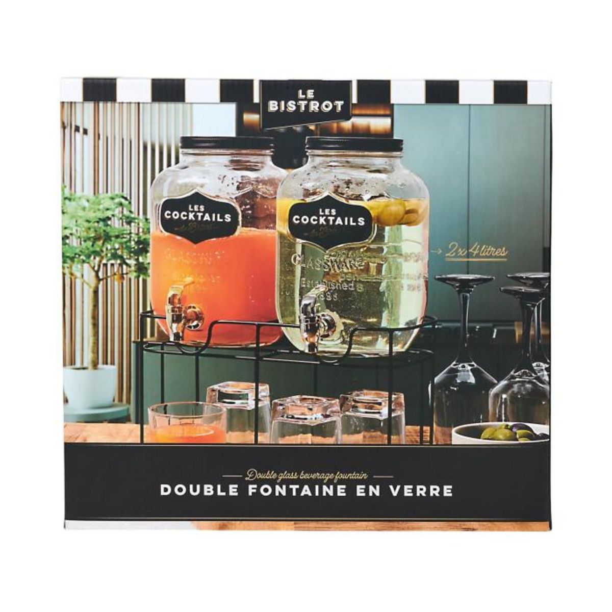 Paris Prix Double Fontaine à Boisson  Bistrot  8L Transparent