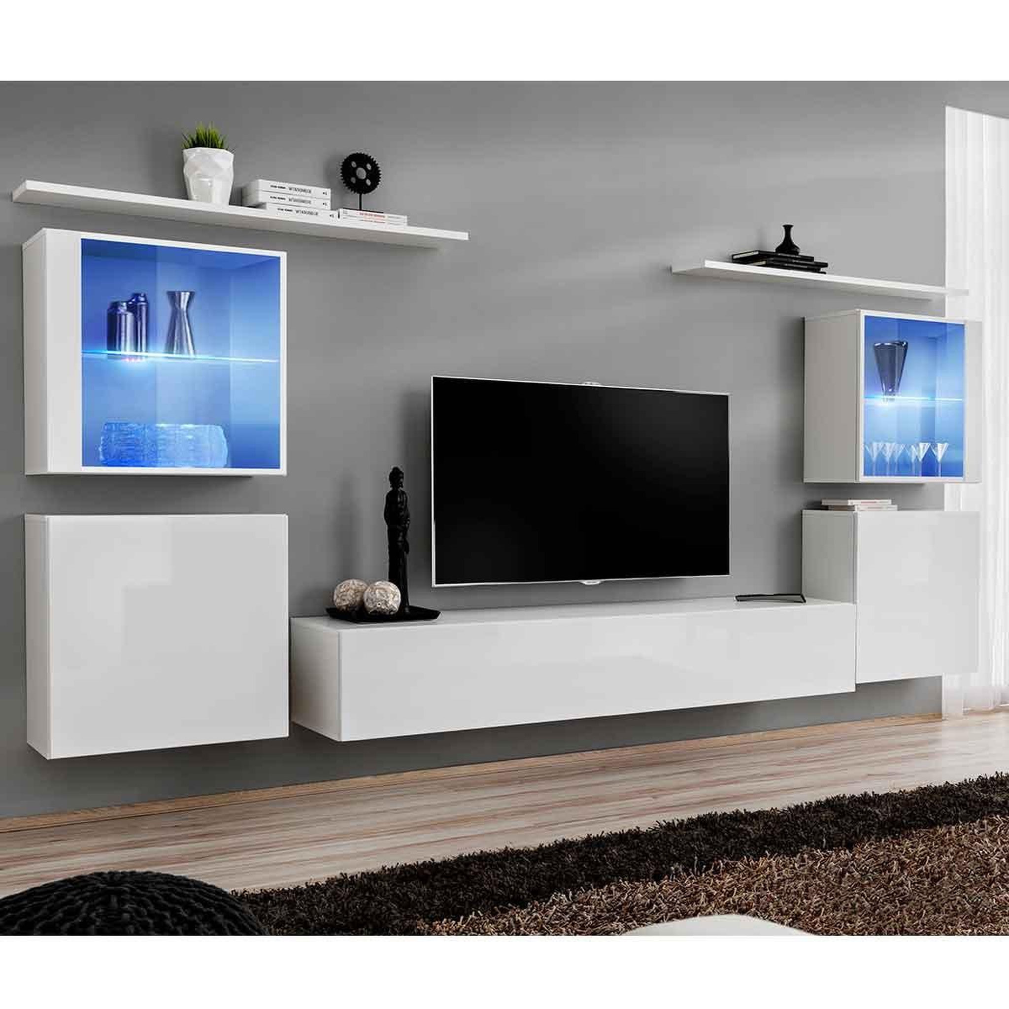 Paris Prix Meuble tv mural design  switch xiv  320cm blanc