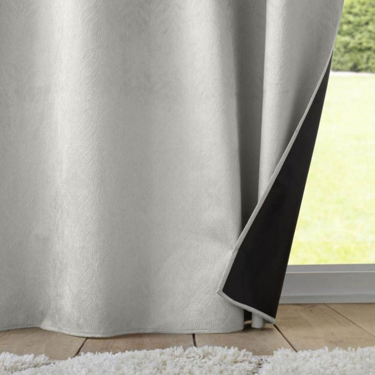 Paris Prix Rideau Occultant Velours  Shadow  140x260cm Gris Perle