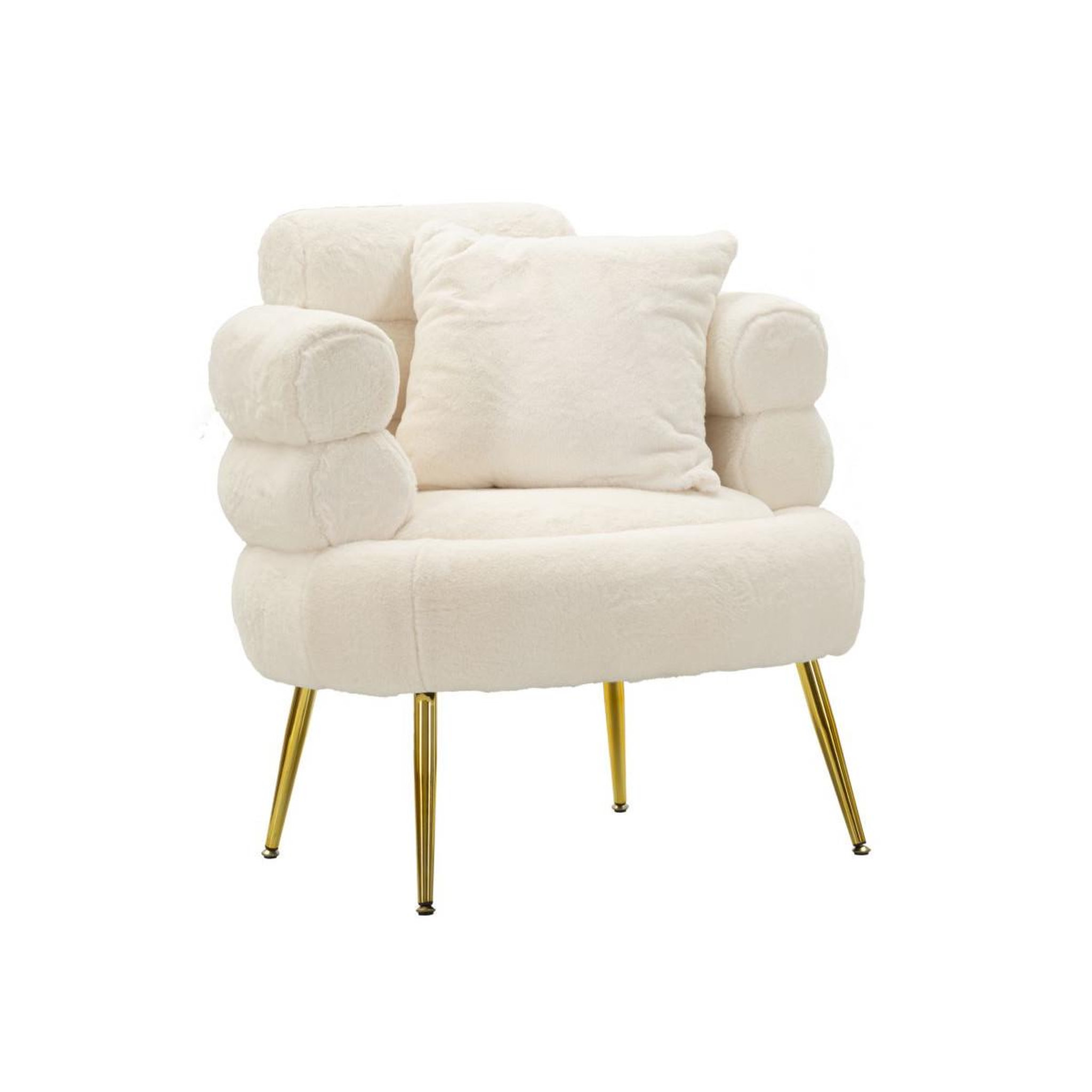 Paris Prix Fauteuil imitation fourrure  soffy+  85cm blanc & or