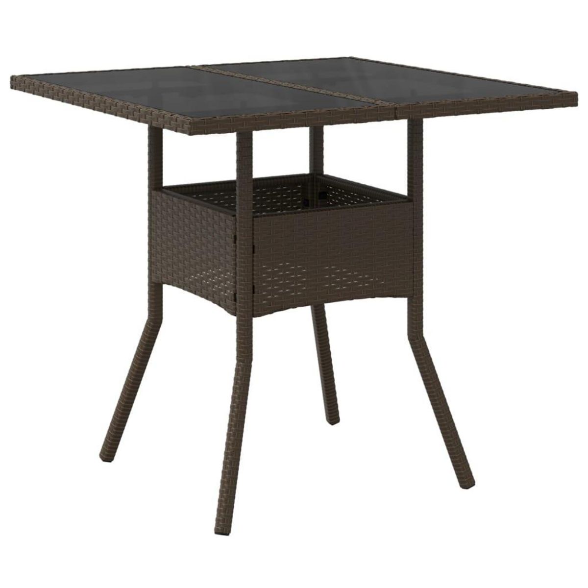 VIDAXL Table de jardin avec dessus en verre marron resine tressee