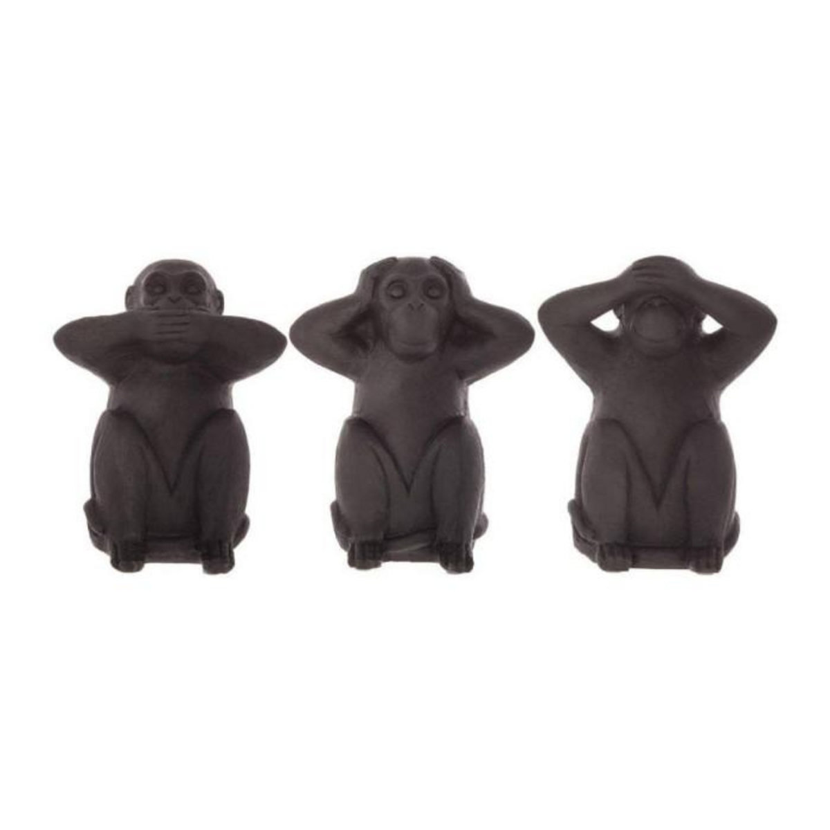 ATMOSPHERA Lot de 3 Statues Singes  Sagesse  24cm Noir