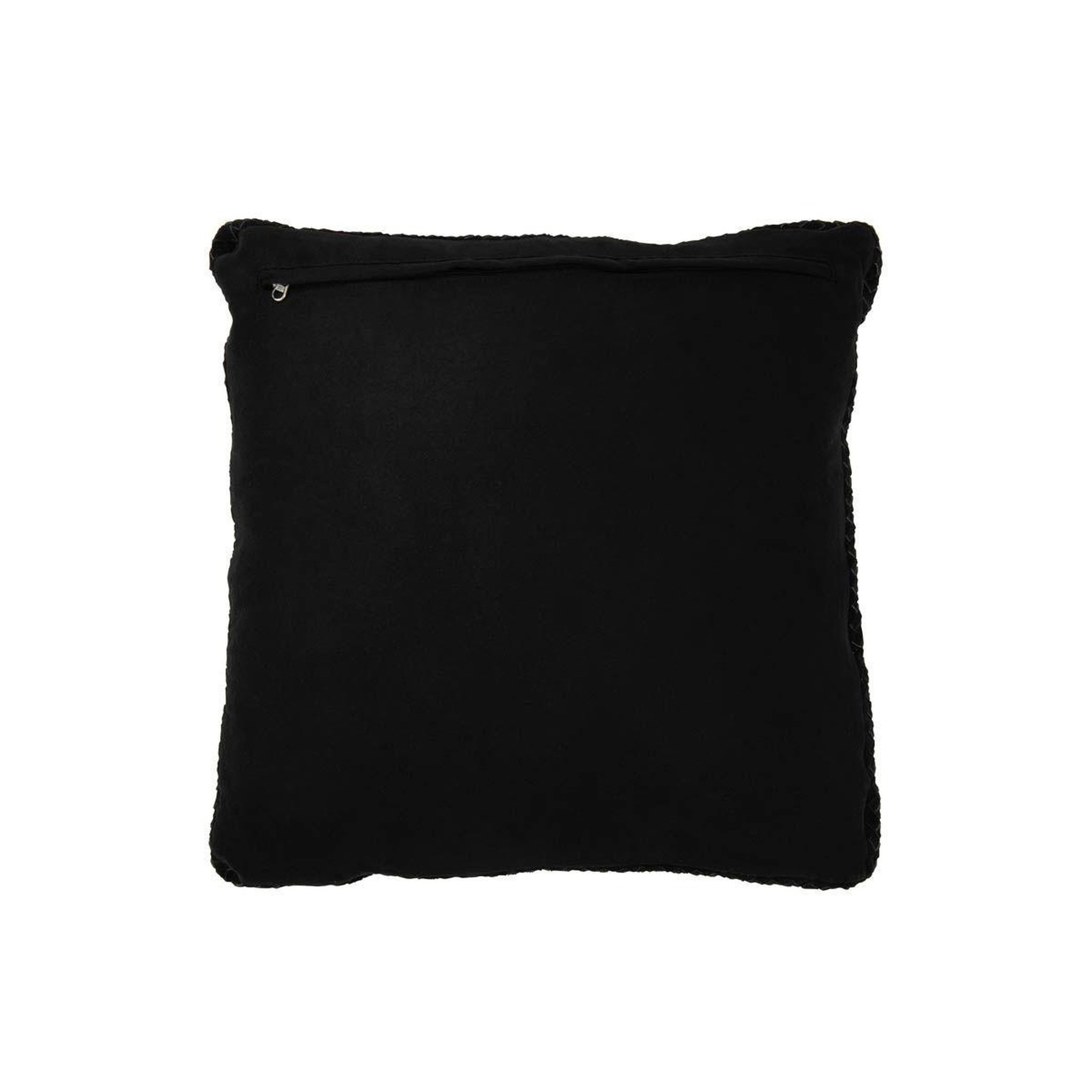 Voir la diapositive 2 : J-LINE Coussin tissé en cuir  coleman  45x45cm noir