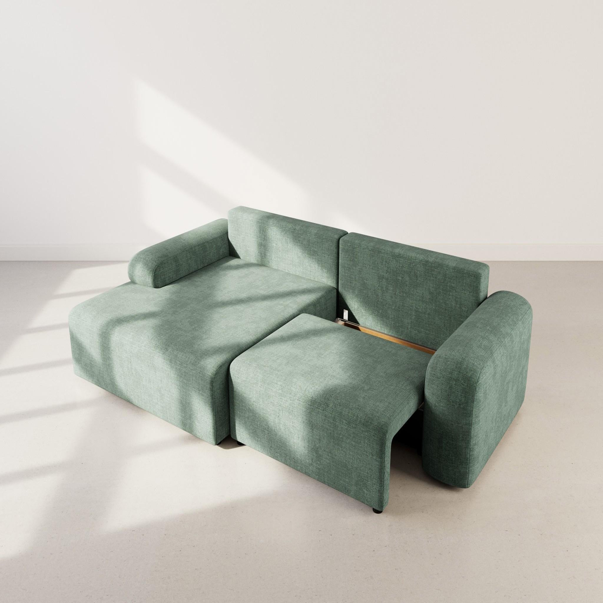 Voir la diapositive 3 : BEST MOBILIER Rebecca - canapé d'angle gauche 4 places convertible avec coffre en velours texturé