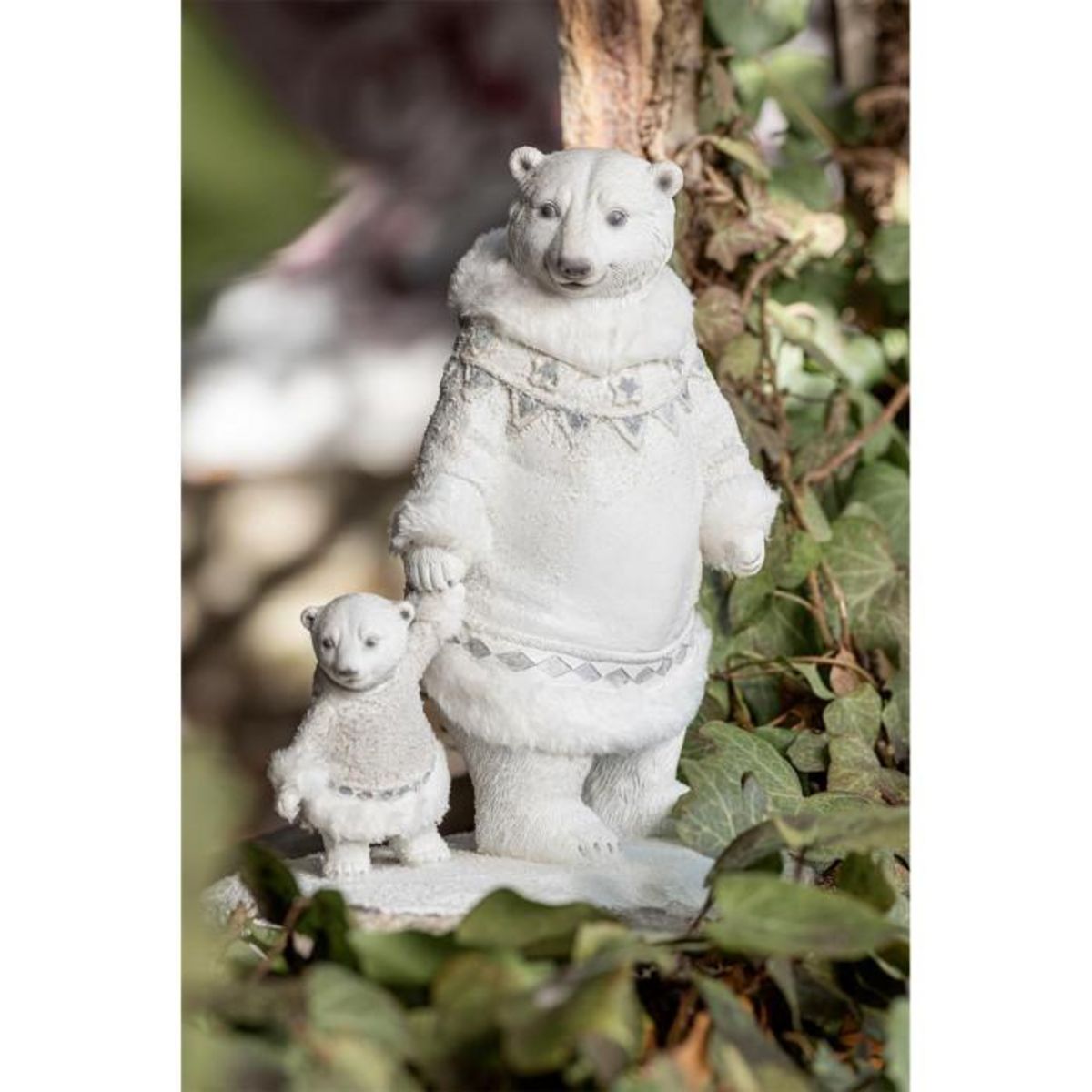 Paris Prix Statuette Déco  Ours Polaire Main  25cm Blanc