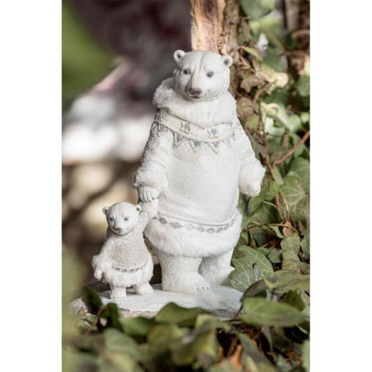 Paris Prix Statuette Déco  Ours Polaire Main  25cm Blanc