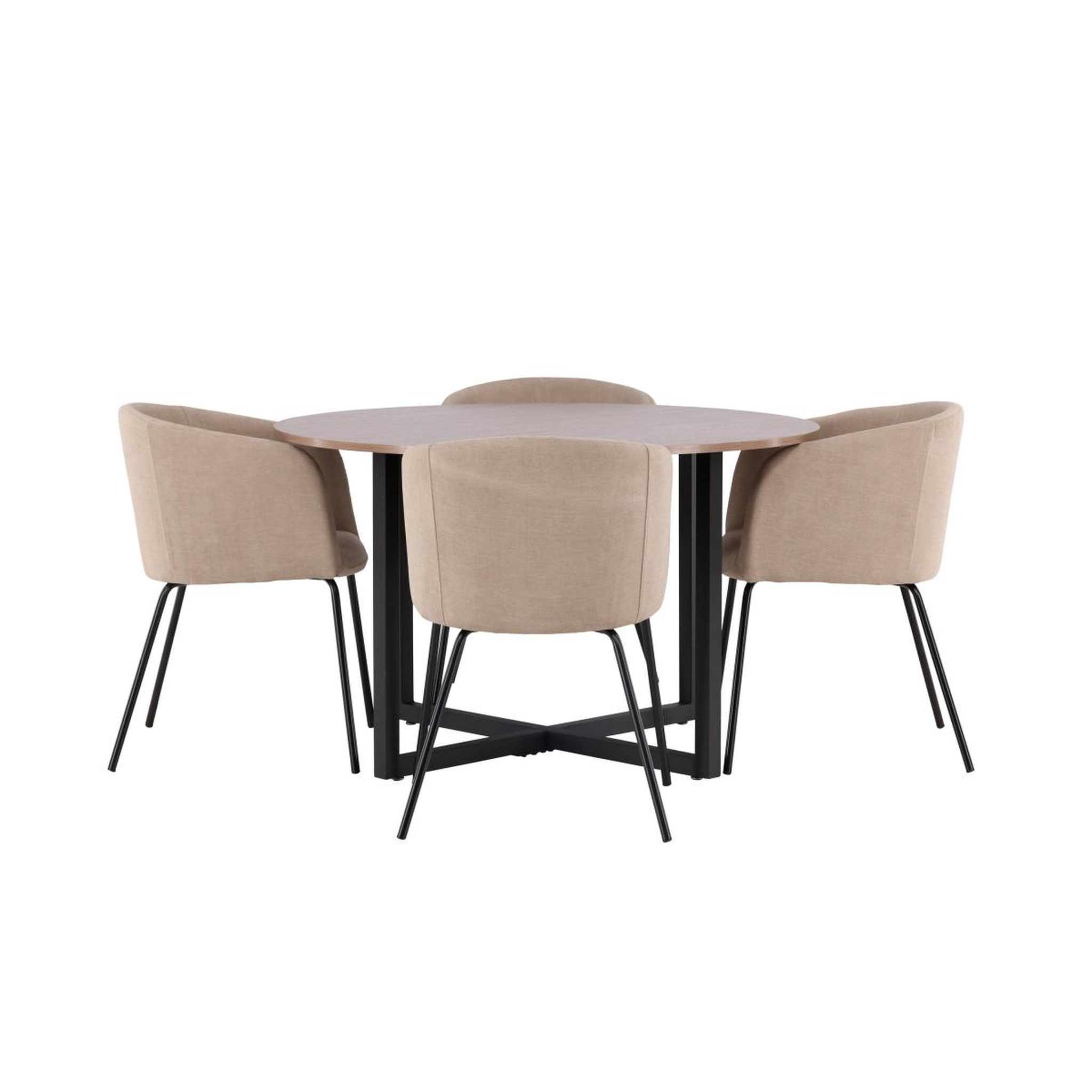 Voir la diapositive 2 : Paris Prix Ensemble table à manger & 4 chaises  durango & berit  120cm noyer & beige