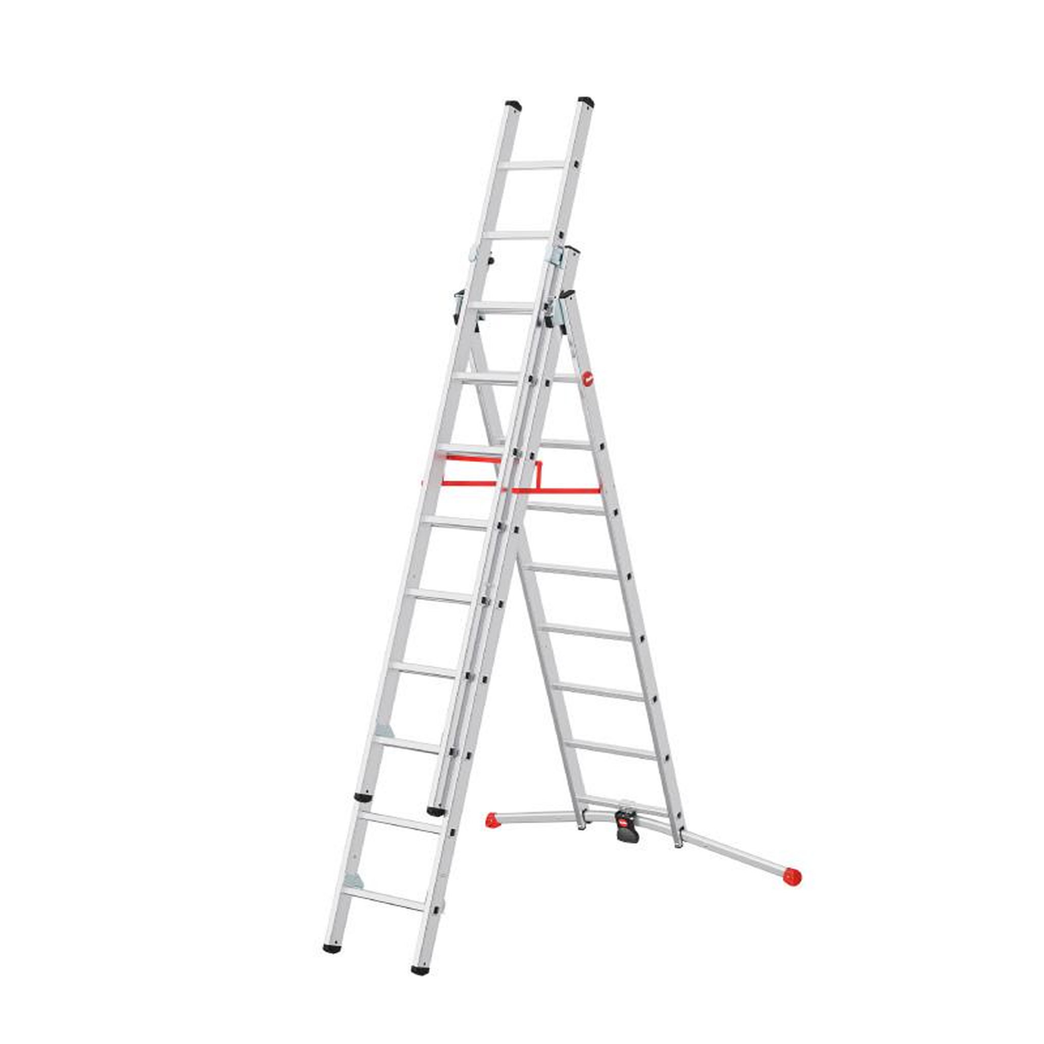 Voir la diapositive 5 : HAILO Echelle transformable pro 3 plans 3x9 échelons 5,8m/6,6m en aluminium hailo profilot