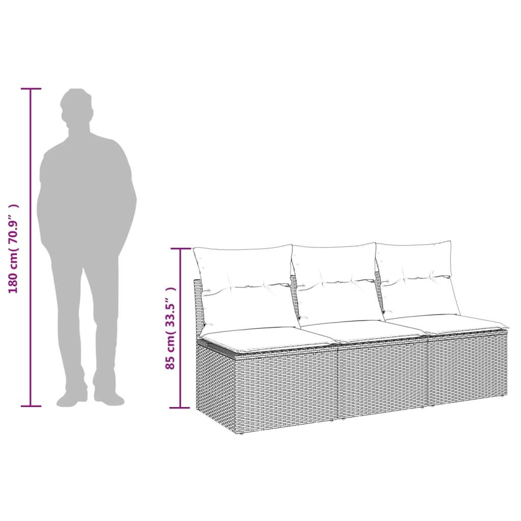 Voir la diapositive 6 : VIDAXL Canape de jardin avec coussins 3 places noir resine tressee