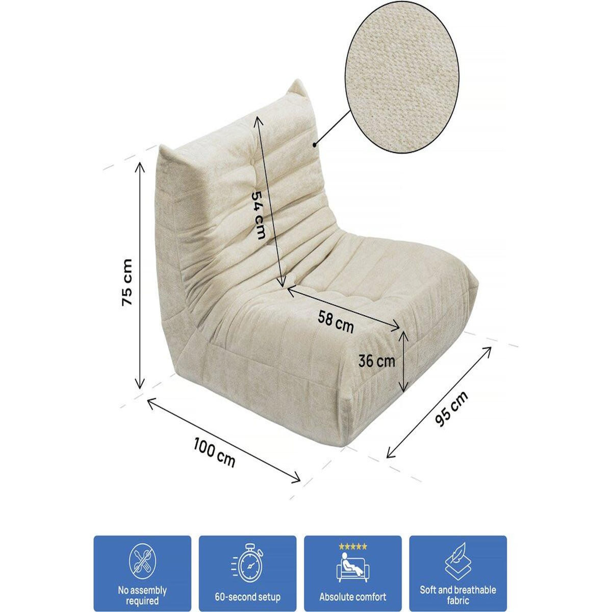 Habitat et Jardin Lot de 2 chauffeuses pour canapé modulables en tissu texturé  Velasca  - Beige