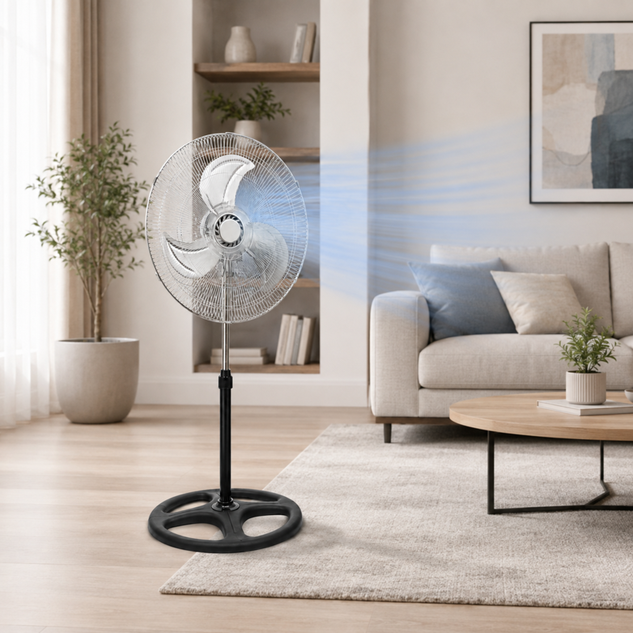 Voir la diapositive 2 : Ventilateur sur pied puissant 45 cm – 90w