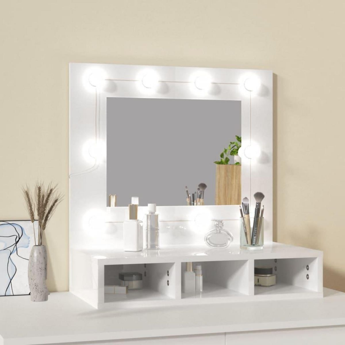 VIDAXL Armoire a miroir avec LED Blanc brillant 60x31,5x62 cm