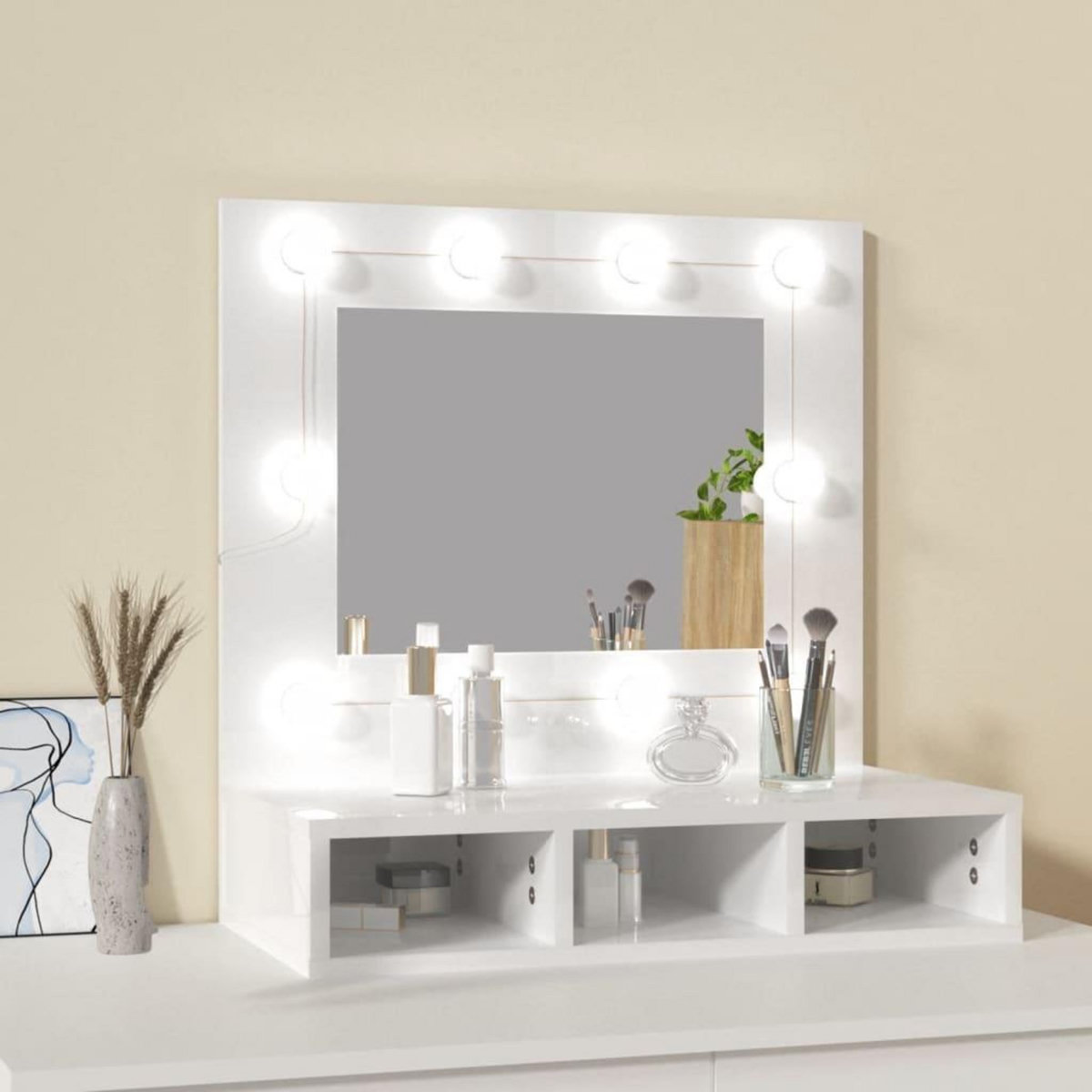 VIDAXL Armoire a miroir avec LED Blanc brillant 60x31,5x62 cm