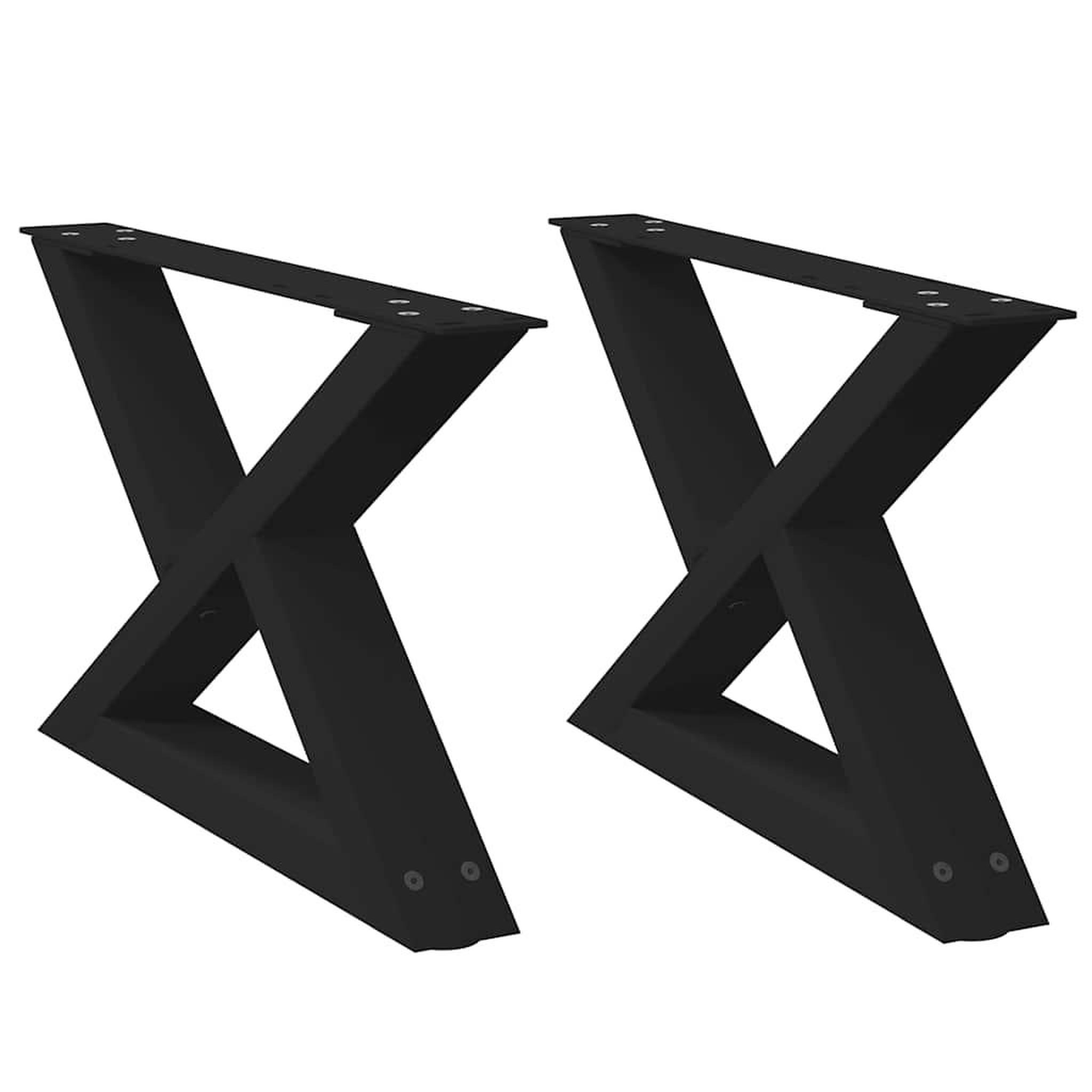 Voir la diapositive 2 : VIDAXL Pieds de table basse 2 pcs noir 50x(30-31,3) cm acier