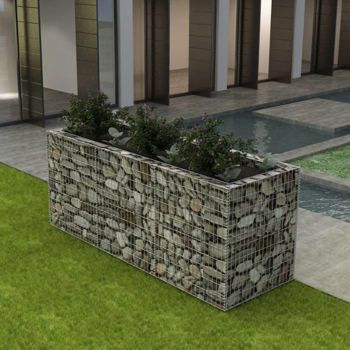 VIDAXL Lit sureleve a gabion Acier 270x90x100 cm