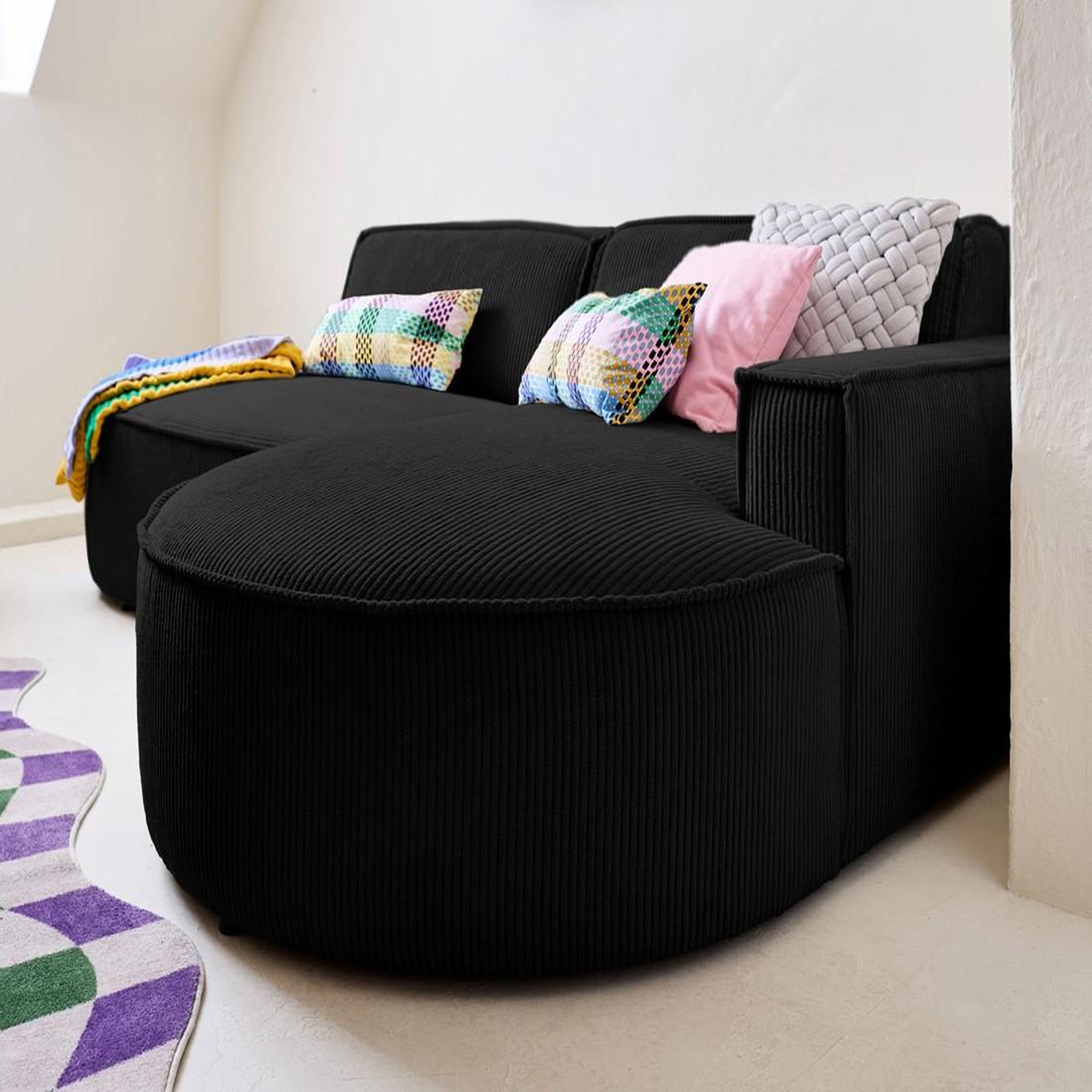 Voir la diapositive 3 : LISA DESIGN Spiaggia - canapé d'angle droit - forme arrondie - 4 places - en velours côtelé
