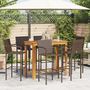 Voir la diapositive 3 : VIDAXL Ensemble de bar de jardin 7 pcs marron bois massif acacia rotin
