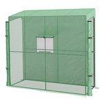 OUTSUNNY Serre de jardin adossée serre adossée dim. 2L x 0,8l x 2H m 2 portes zippées fenêtre acier PE haute densité vert