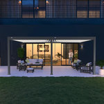 Chalet & jardin Pergola bioclimatique - Ombréa - adossée - 4x6M - Anthracite blanc - Version 2 - 400x600x258 cm