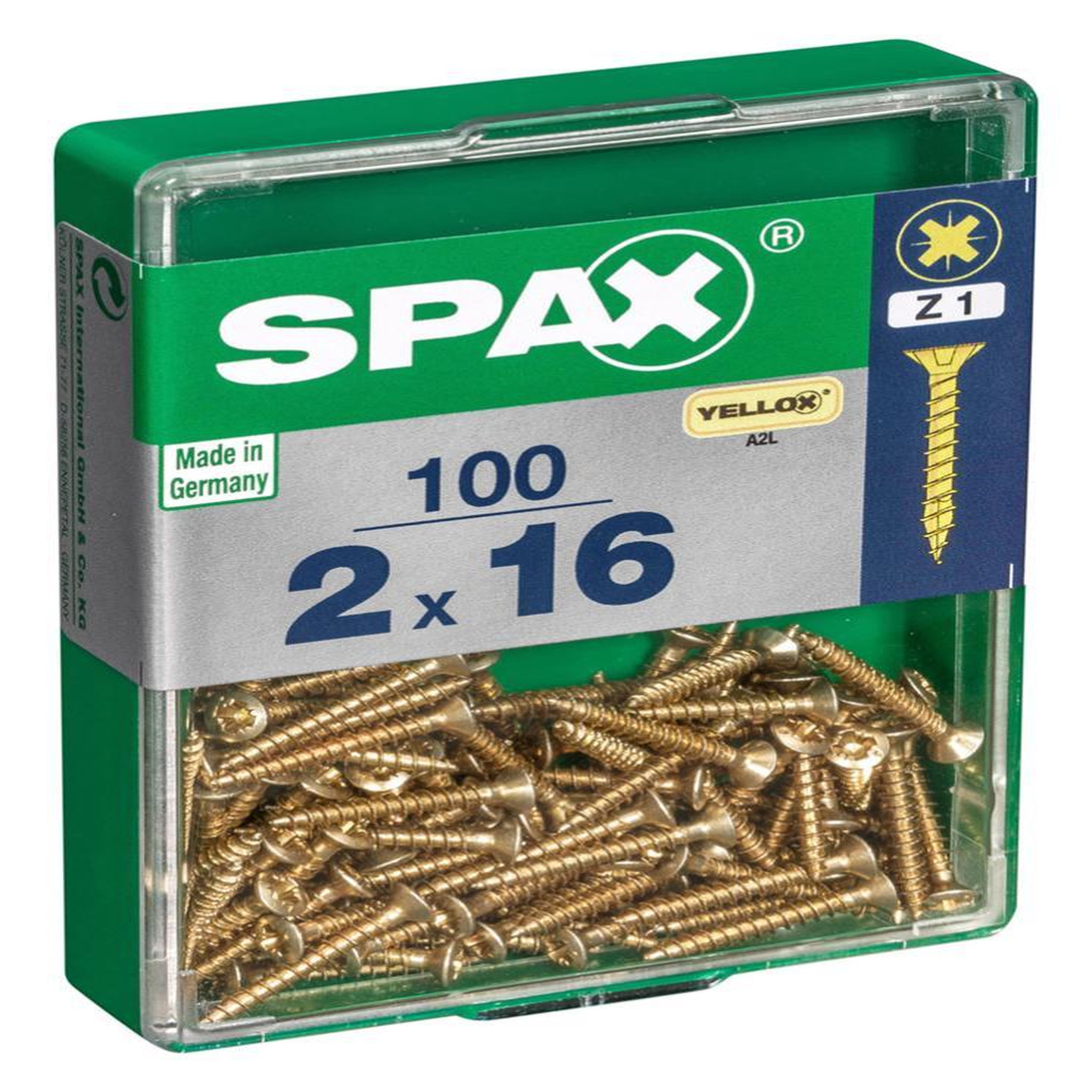 CENTRALE BRICO Lot de 100 vis acier tête fraisée pozidriv SPAX, Diam.2 mm x L.16 mm