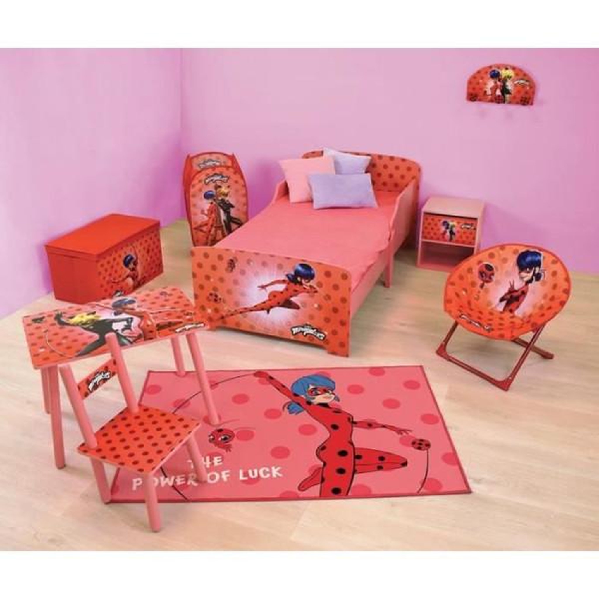 Voir la diapositive 2 : Fun House Fun house miraculous ladybug chevet avec tiroir h.36 x l.33 x p. 30 cm
